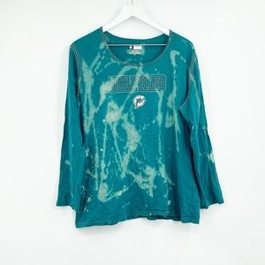 NFL Miami Dolphins Custom One Of A Kind Reverse Dyed Graphic Tee SZ 3XL Football